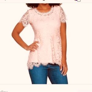 Isaac Mizrahi Peplum Embellished Blouse